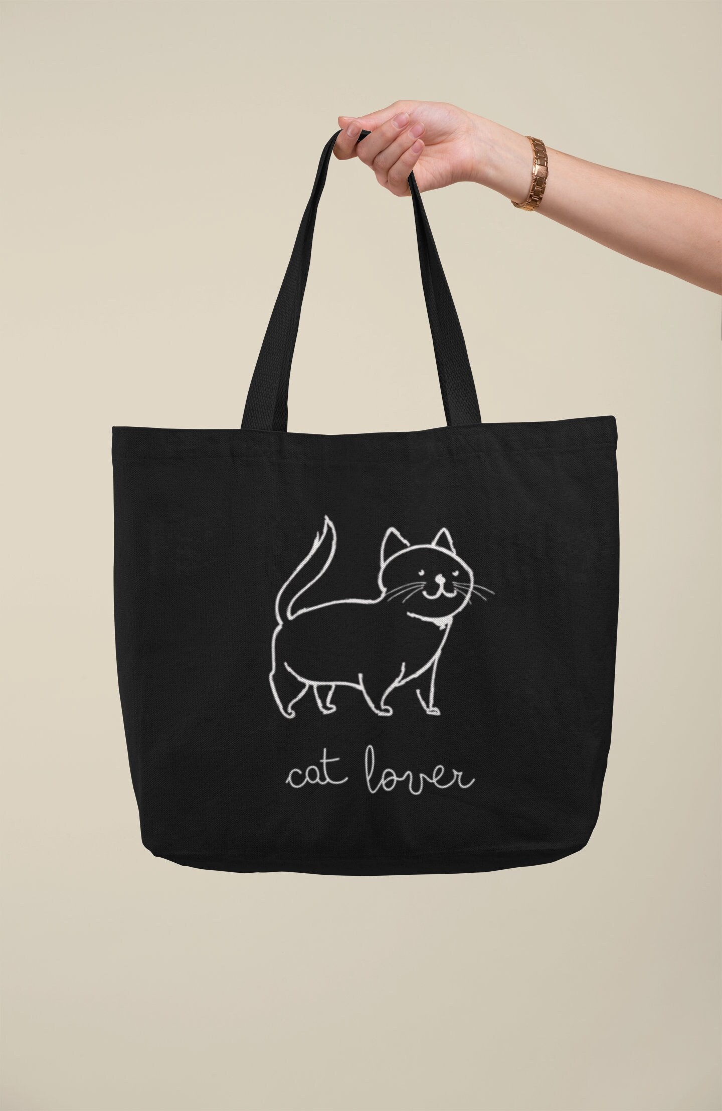Katzenmotiv Tasche - Süßes Kätzchen Lieblingszeichnung Personalisierbar/Wunschtext Name Jutetasche Baumwolle von TheFreeTribeDE