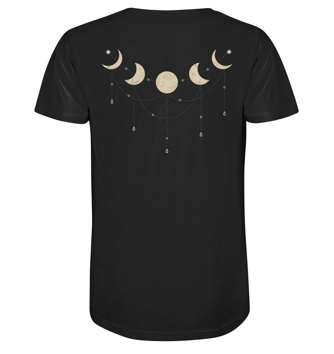 Mondphasen Kette Yoga T-Shirt Spirituelles Schlafshirt Pajama Esoterik Astrologie Für Anfänger Zubehör Backprint - Meditationskleidung von TheFreeTribeDE