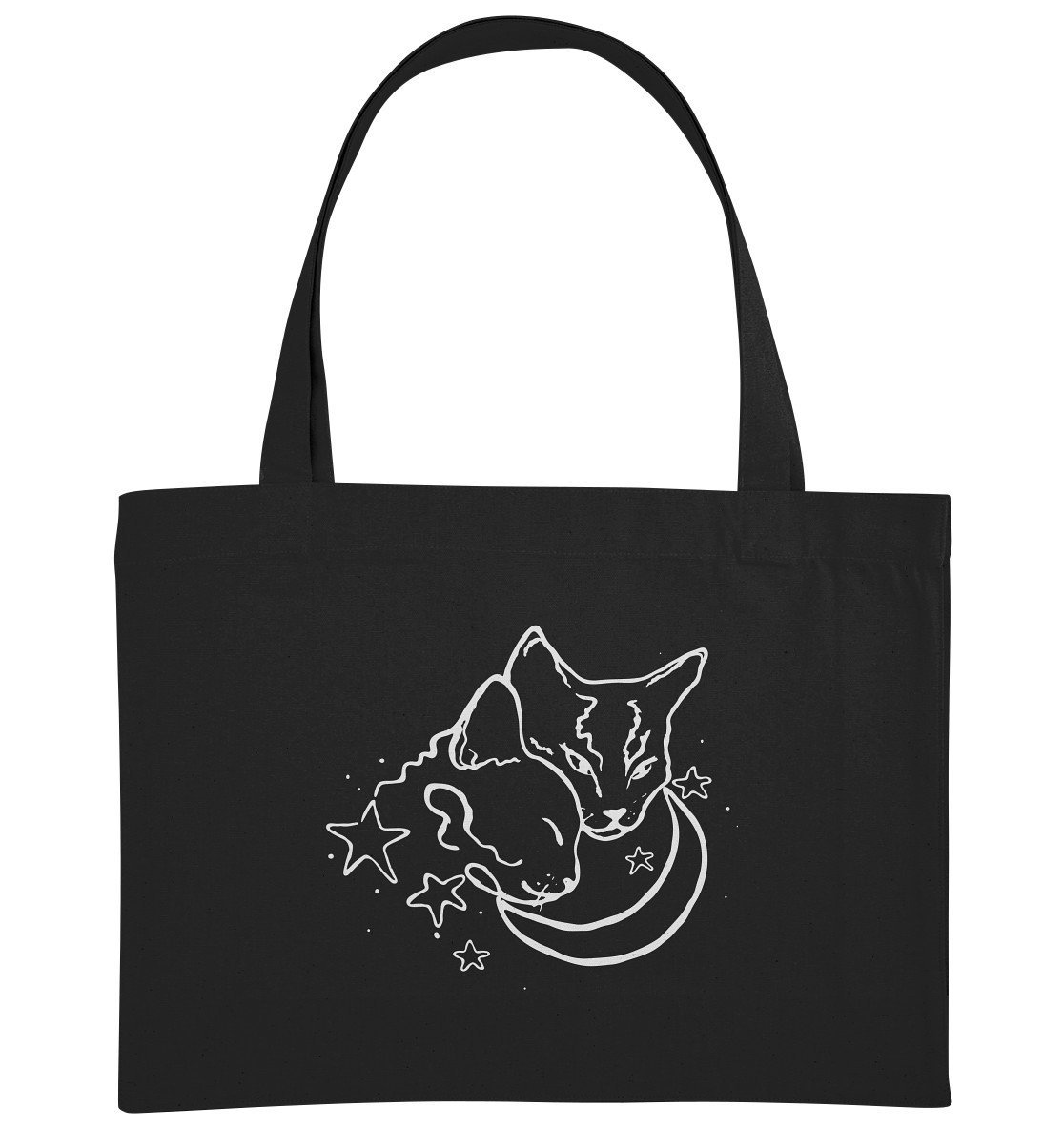Niedliche Katzen Mit Sternen Im Mond - Jutetasche Design-Motiv Canva Baumwolle von TheFreeTribeDE