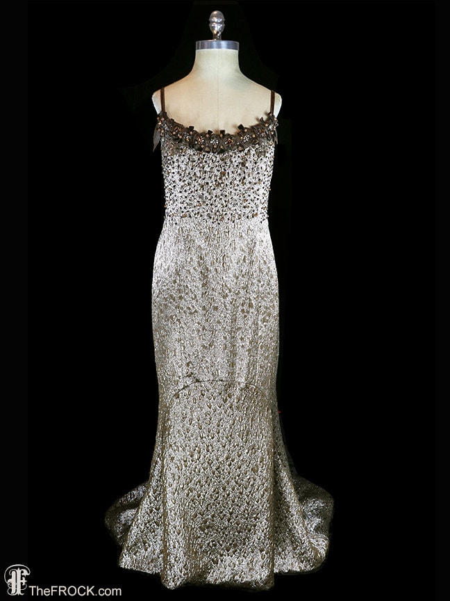 Carolina Herrera Göttin Kleid, Metallic Gold Kleid Perlen Jewelryed Lame Roten Teppich Runway Couture, Zug Trainiert von TheFrockDotCom