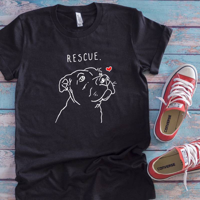 Rettung Liebe T-Shirt, Pitbull Zeichnung, Pittie Shirt, Hunde Mama, Adopt Don't Shop Pitbull-Liebhaber-Shirt, Süßes Pitbull-Shirt von TheFurkidStudio