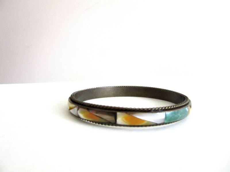 Antik Silber Armreif & Celluloid Multicolor Harlekin Design Antik Silber Armreif & Celluloid Multicolor Harlekin Design von TheGatsbyGals