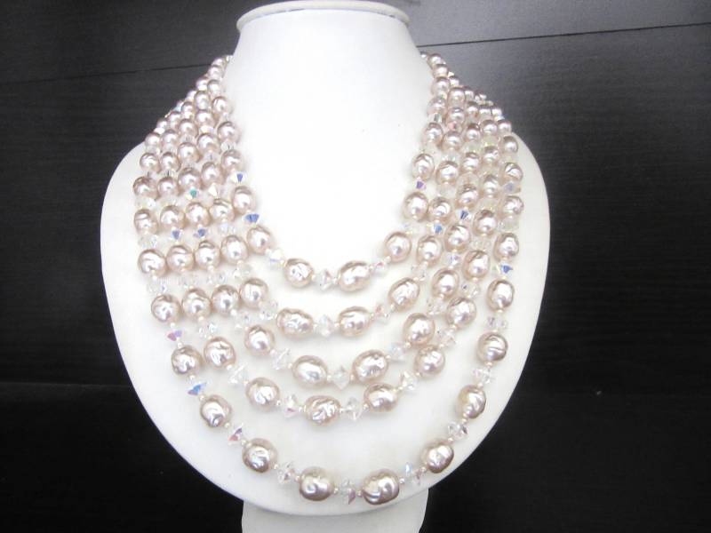 Barock Zuchtperlen Halskette & Kristalle Multistrang Mid Century Retro Old Hollywood Glam Barock Zuchtperlen Halskette & Kristalle Multistrang Mid Century Retro Old Hollywood Glam von TheGatsbyGals