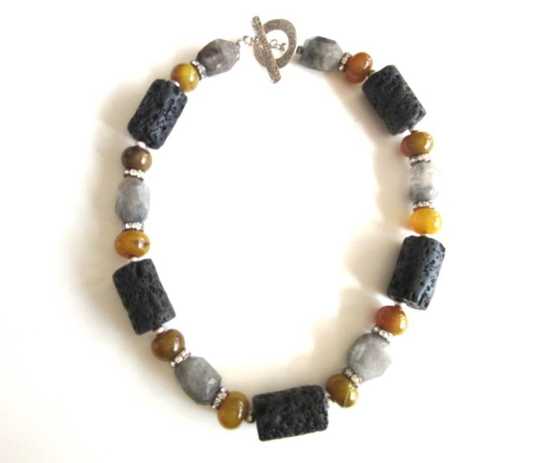 Chunky Perlen Statement Halskette Achat Lava Rock Glas & Strass Rondelle 20 Zoll Chunky Perlen Statement Halskette Achat Lava Rock Glas & Strass Rondelle 20 Zoll von TheGatsbyGals