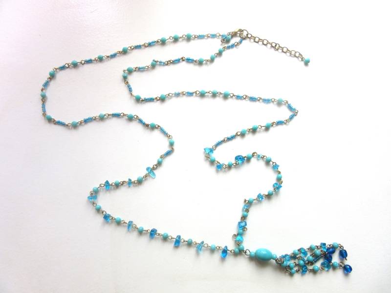 Super Lange Glas Perle Quaste Flapper Halskette Metall Bespannt 46 - 48 Zoll Super Lange Glas Perle Quaste Flapper Halskette Metall Bespannt 46 - 48 Zoll von TheGatsbyGals