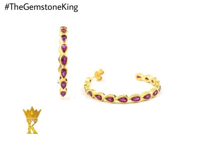 Edelstein Hoop Ohrringe Vergoldeter Ohrring Smaragd Ohrstecker Rubin Handgemachter von TheGemstoneKing