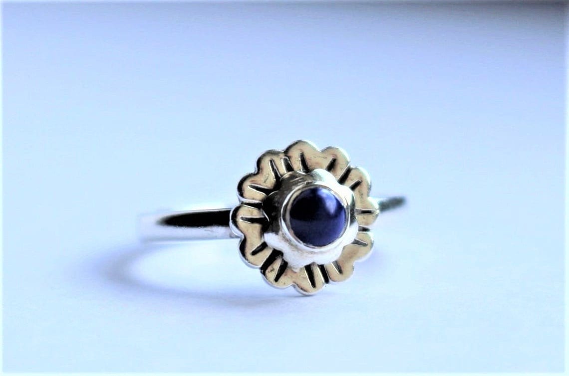 Lapis Lazuli Sterling Silber Ring Vintage Floral Statement Ring von TheGenieCoven