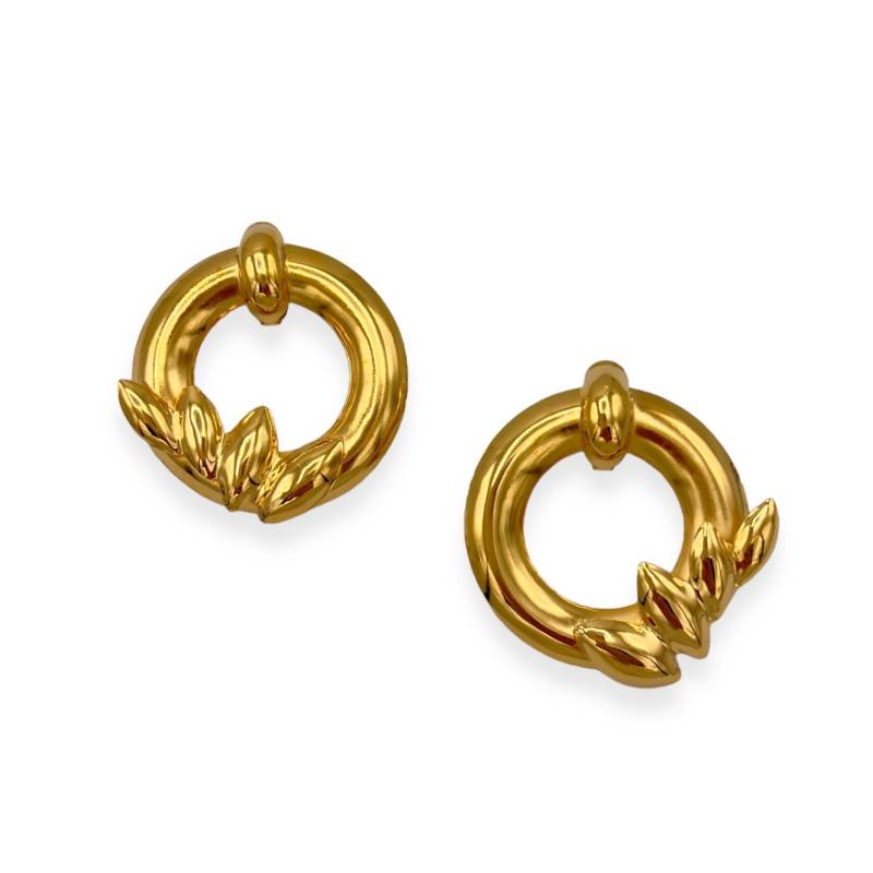 18K Vergoldete Kranz Creolen, 70Er Jahre Stil von TheGiftCurator