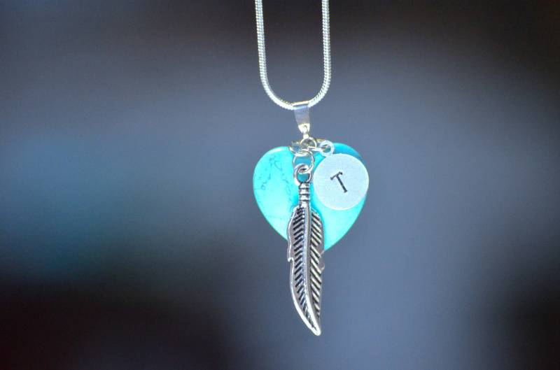 Initiale Edelstein-Halskette, Edelstein-Herz-Anhänger-Halskette, Monogramm, Personalisiertes Geschenk Für Mama von TheGiftUSA