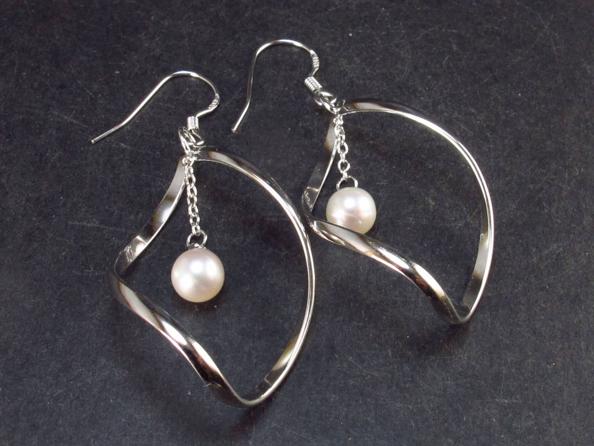 Süsswasser Weiße Perlen Baumeln Kette 925 Silber Ohrringe - 1, 9" von TheGlobalStone