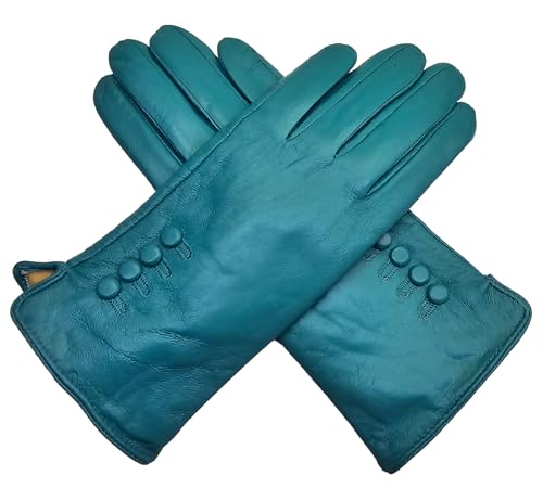 Damen Handschuhe aus echtem weichem Leder, vollständig gefüttert, jade, Small 6.5" von TheGloveHut