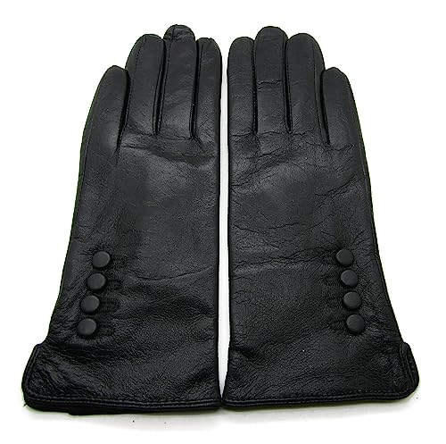 Damen Handschuhe aus echtem weichem Leder, vollständig gefüttert, Schwarz , Medium 7" von TheGloveHut