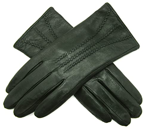 Damen Winterhandschuhe aus echtem weichem Leder, vollständig gefüttert, dunkelgrün, Small 6.5" von TheGloveHut