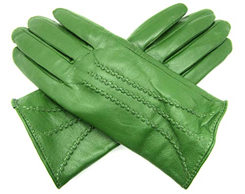 Damen Winterhandschuhe aus echtem weichem Leder, vollständig gefüttert, lichtgrün, Medium 7" von TheGloveHut