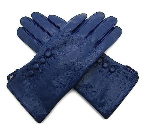 TheGloveHut Damen Echtes Weiches Leder Handschuhe Voll Gefüttert (Blau, M 7 ") von TheGloveHut