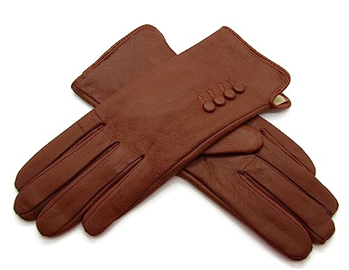 TheGloveHut Damen Echtes Weiches Leder Handschuhe Voll Gefüttert (Hellbraun, Extragroß 8 ") von TheGloveHut