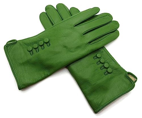 TheGloveHut Damen Echtes Weiches Leder Handschuhe Voll Gefüttert (Hellgrün, M 7 ") von TheGloveHut