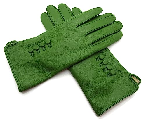 TheGloveHut Damen Echtes Weiches Leder Handschuhe Vollständig Gefüttert (Hellgrün, Extragroß 8 ") von TheGloveHut