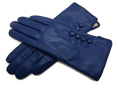 TheGloveHut Damen Echtes Weiches Leder Handschuhe Vollständig Gefüttert Geschenk Verpackt (Blau, Extragroß 8 ") von TheGloveHut