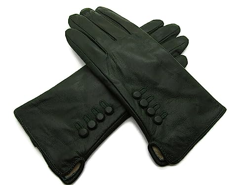 TheGloveHut Damen Echtes Weiches Leder Handschuhe Vollständig Gefüttert Geschenk Verpackt (Dunkelgrün, M 7 ") von TheGloveHut