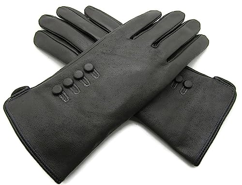 TheGloveHut Damen Echtes Weiches Leder Handschuhe Vollständig Gefüttert Geschenk Verpackt (Grau, Klein 6.5 ") von TheGloveHut