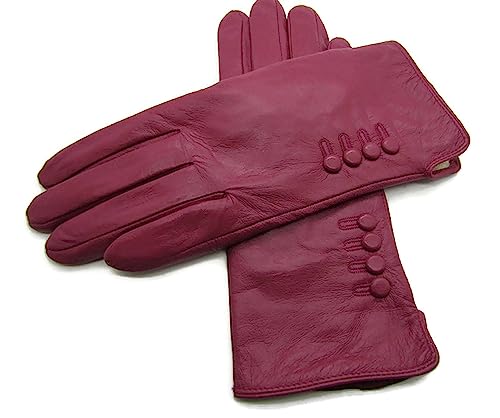 TheGloveHut Damen Echtes Weiches Leder Handschuhe Vollständig Gefüttert Geschenk Verpackt (Magenta Rosa, Extragroß 8 ") von TheGloveHut