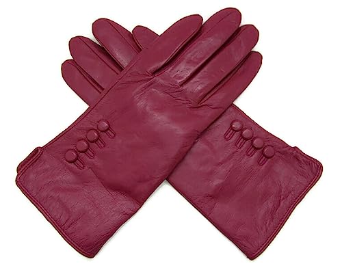 TheGloveHut Damen Echtes Weiches Leder Handschuhe Vollständig Gefüttert Geschenk Verpackt (Magenta Rosa, Large7.5) von TheGloveHut