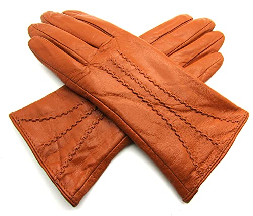 TheGloveHut Damen Handschuhe, weiches Echtleder, komplett gefüttert, 3 Dart-Details, in Geschenkbox, hautfarben, Extra Large 8" von TheGloveHut