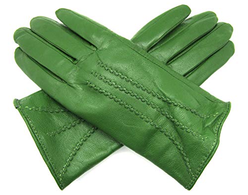 TheGloveHut Damen Handschuhe, weiches Echtleder, komplett gefüttert, 3 Dart-Details, in Geschenkbox, lichtgrün, Medium 7" von TheGloveHut