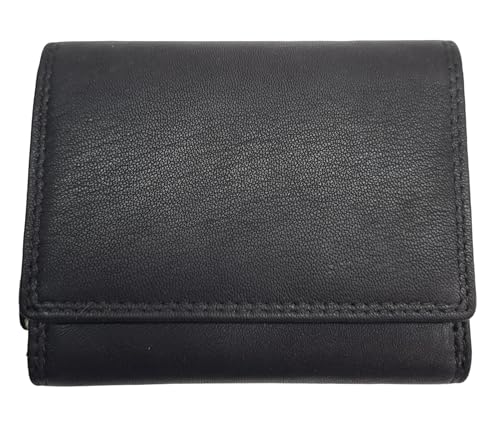 TheGloveHut Kleine Damen-Geldbörse aus echtem Leder, mit Geschenkbox, Schwarz , Einheitsgröße, Kartenhalter von TheGloveHut