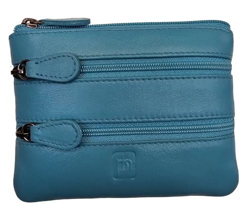 Uni Geldbörse aus hochwertigem Echtleder, mehrere Fächer, Münztasche, Türkis, Münztasche von TheGloveHut