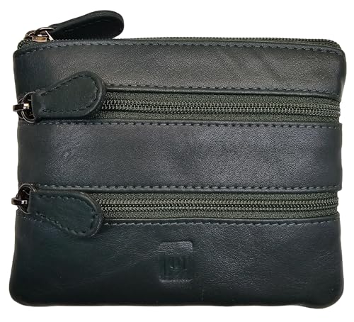 Uni Geldbörse aus hochwertigem Echtleder, mehrere Fächer, Münztasche, grün, Münztasche von TheGloveHut