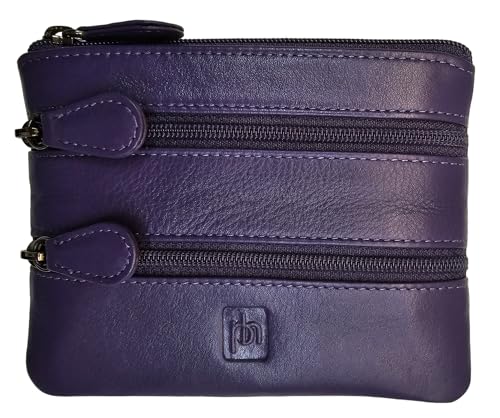Uni Geldbörse aus hochwertigem Echtleder, mehrere Fächer, Münztasche, violett, Münztasche von TheGloveHut
