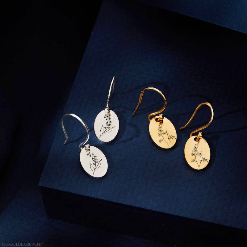 sterling Silber Geburtsblumen Ohrringe April Maiglöckchen von TheGoldenBeverly