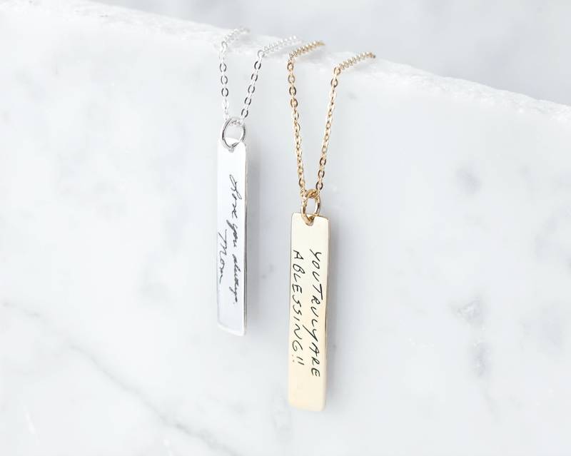 Handschrift Bar Halskette - Signatur Personalisierte Weihnachtsgeschenk Muttertagsgeschenk von TheGoldenBeverly