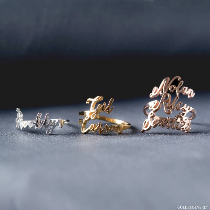 Mehrere Namen Ring Gold - Brautjungfern Schmuck Personalisierter Zierlicher Kinder Weihnachtsgeschenke B8 von TheGoldenBeverly