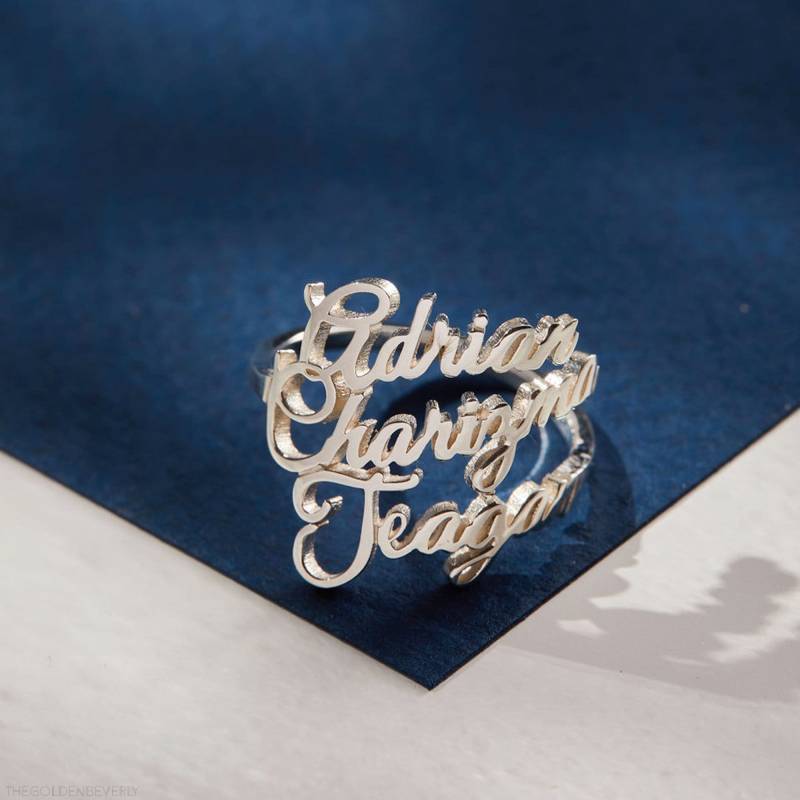 Namen Ring - Personalisierter Zwei Individueller Drei Ihre Schmuck Doppel Name Tochter Mutter von TheGoldenBeverly