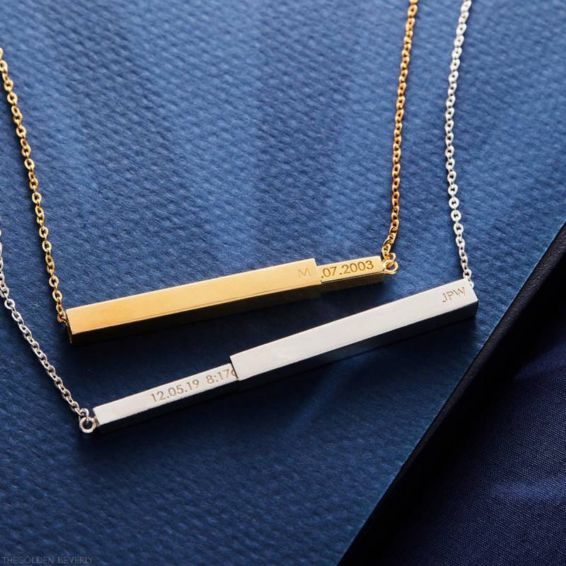 Personalisieren Sie Double Bar Halskette - Name Schmuck Personalisierter Brautjungfer Geschenk Für Sie Hochzeitsgeschenk Jahrestagsgeschenk von TheGoldenBeverly