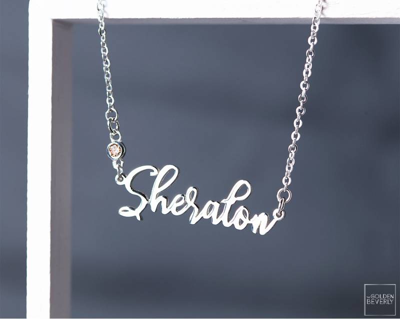 Personalisierter Namen Halskette Mit Geburtsstein - Schmuck Muttertag Chirstmas Geschenk Kinder von TheGoldenBeverly