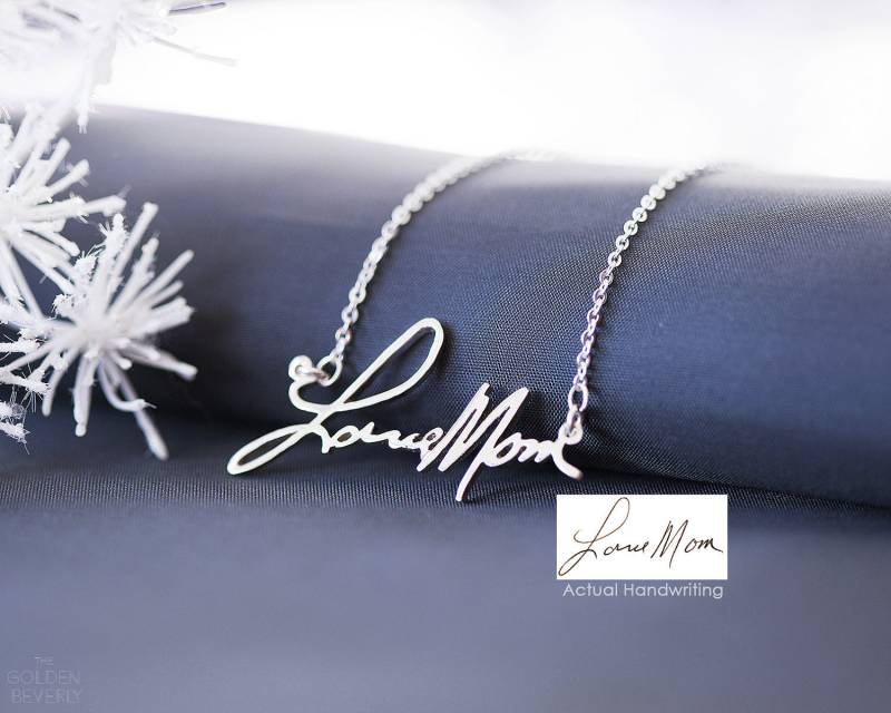 Signatur Halskette -Personalisierte Handschrift Andenken -Gedenkgeschenk -Handgefertigte -Notiz An Ihre Liebe - Abschlussgeschenk von TheGoldenBeverly