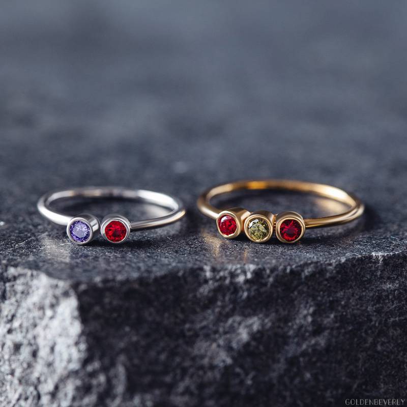 Zwei Geburtssteine Ring - Shapphire Rubin Diamant Doppelter Geburtsstein von TheGoldenBeverly