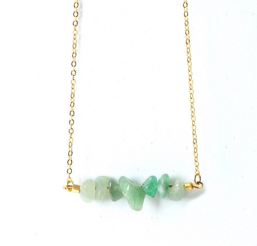 Grüne Aventurin Edelstein Halskette Grüne Aventurin Edelstein Halskette von TheGoldenFeatherShop