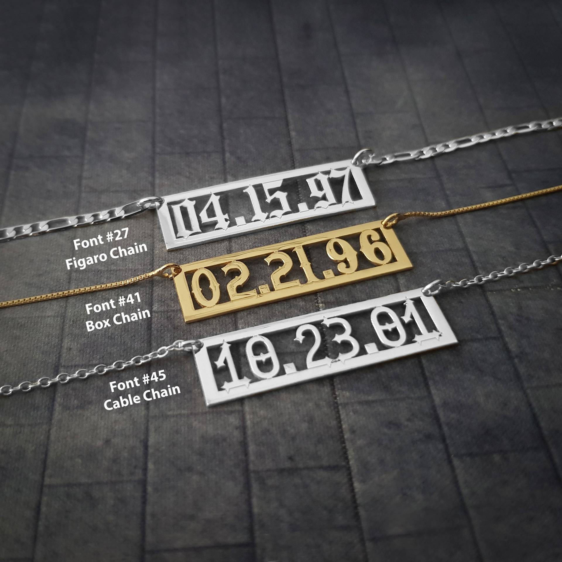Benutzerdefinierte Datum Halskette, Geburtsdatum Personalisierte Bar Halsketten Für Frauen, Halskette Männer, Individuelles Geschenk von TheGothBooth