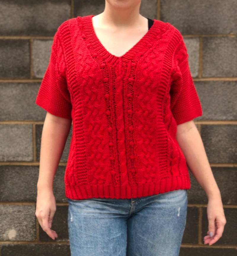 Handgestricktes Rotes Koret 90Er Vintage Kurzarm Top - Damen S | L Handgestricktes Rotes Koret 90Er Vintage Kurzarm Top - Damen S | L von TheGreatAdvintage