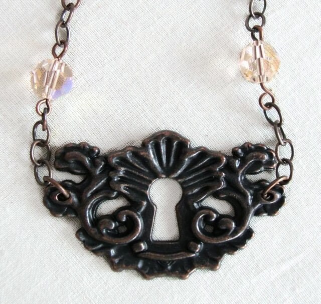 Antik Kupfer Schlüsselloch Halskette Steampunk Kristall Schlüssel Anhänger Antik Kupfer Schlüsselloch Halskette Steampunk Kristall Schlüssel Anhänger von TheGreenAntiqueTrunk