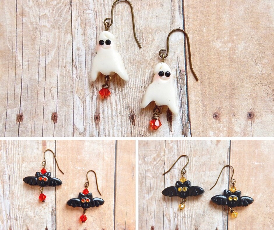 Halloween Ohrringe Ihrer Wahl - Fledermaus Geist Schmuck Halloween Ohrringe Ihrer Wahl - Fledermaus Geist Schmuck von TheGreenAntiqueTrunk