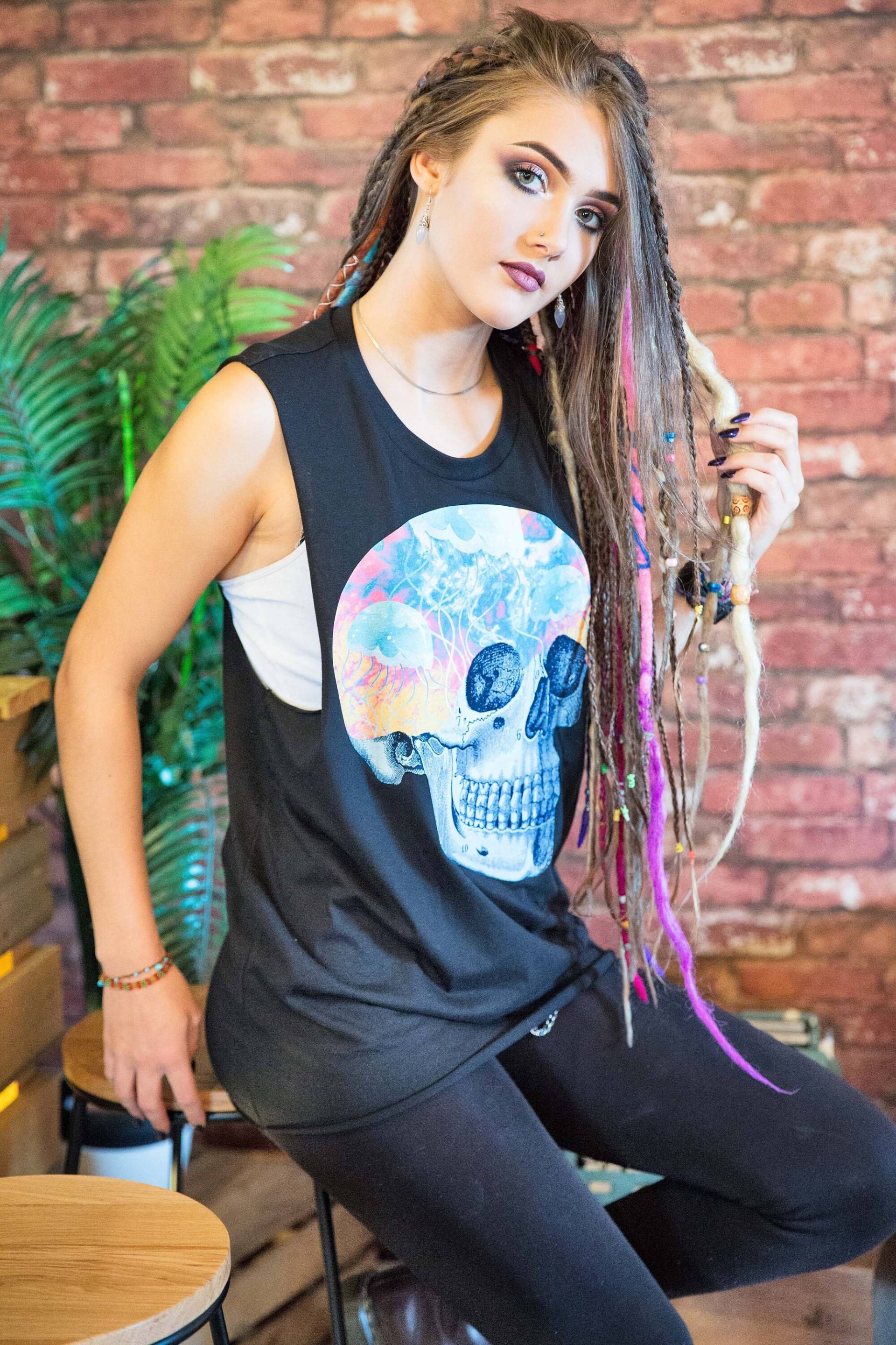 Quallenschädel Übergroße Weste Pastel Goth Sea Creature Print Quallenschädel Übergroße Weste Pastel Goth Sea Creature Print von TheGrungeMonkey