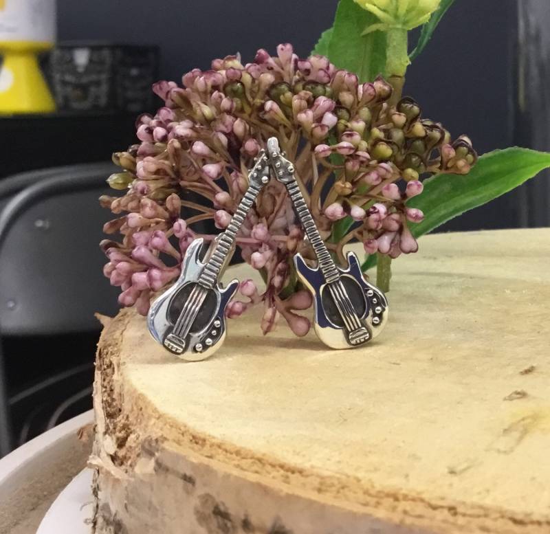 Manschettenknöpfe Für E-Bass, Handgefertigt Aus Sterlingsilber von TheGuildJewellers