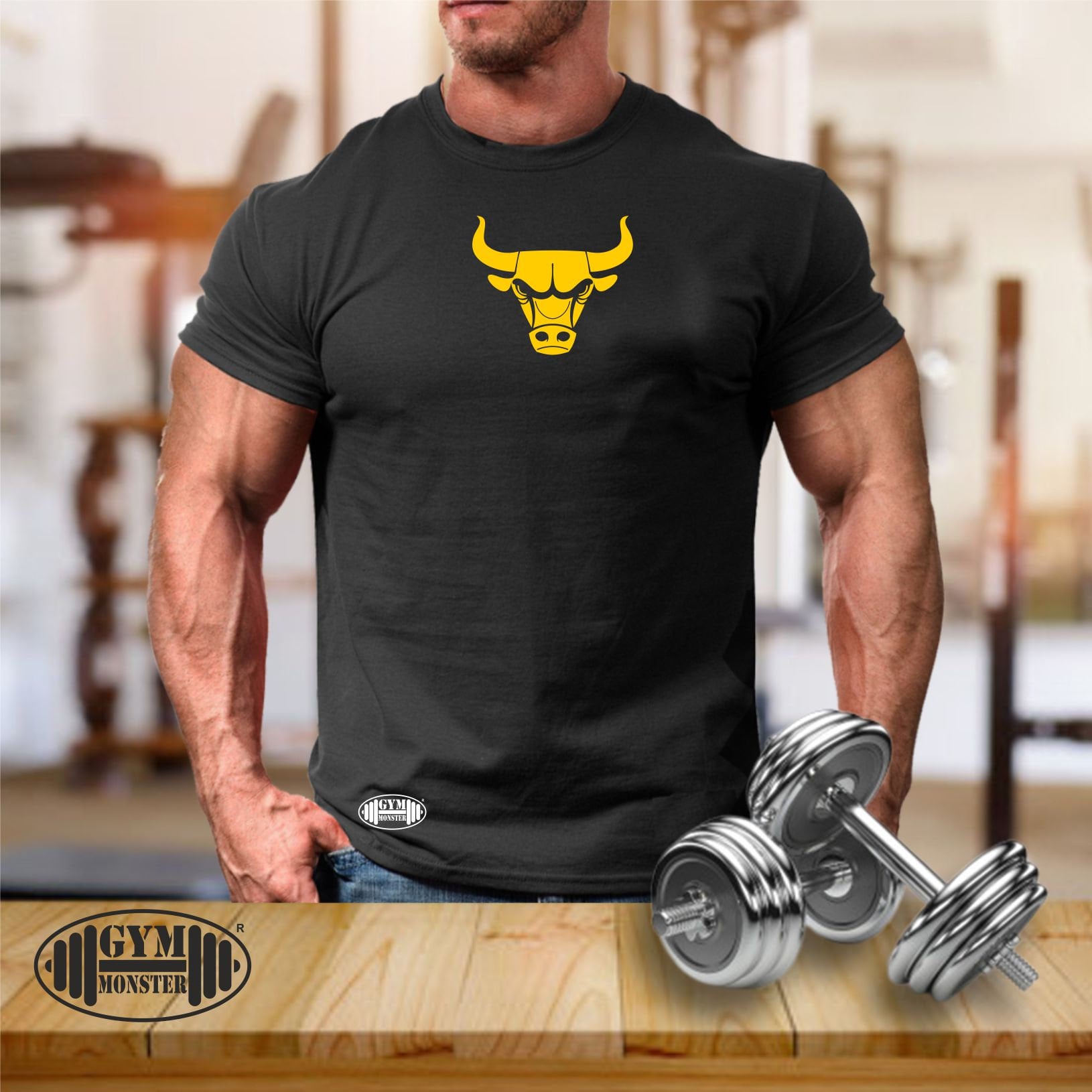 Bull T-Shirt Gym Kleidung Bodybuilding Krafttraining Workout Übung Fitness Kickboxen Kampfsport Karate Mma Monster Männer von TheGymMonsterTGM