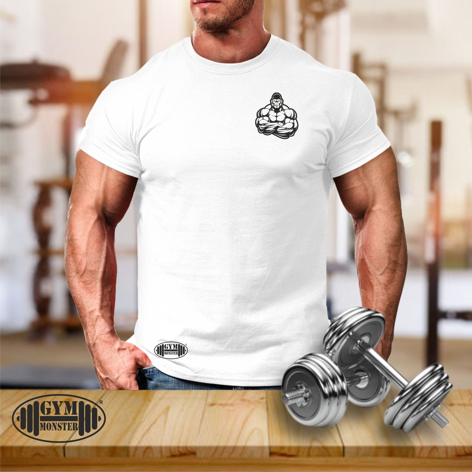 Gorilla Muscles T Shirt Pocket Gym Kleidung Bodybuilding Gewicht Training Übung Kick Boxen Mma Military Monster Herren T-Shirt von TheGymMonsterTGM